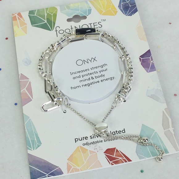 Footnotes Jewelry New Footnotes Bracelet Onyx Silver Plated
